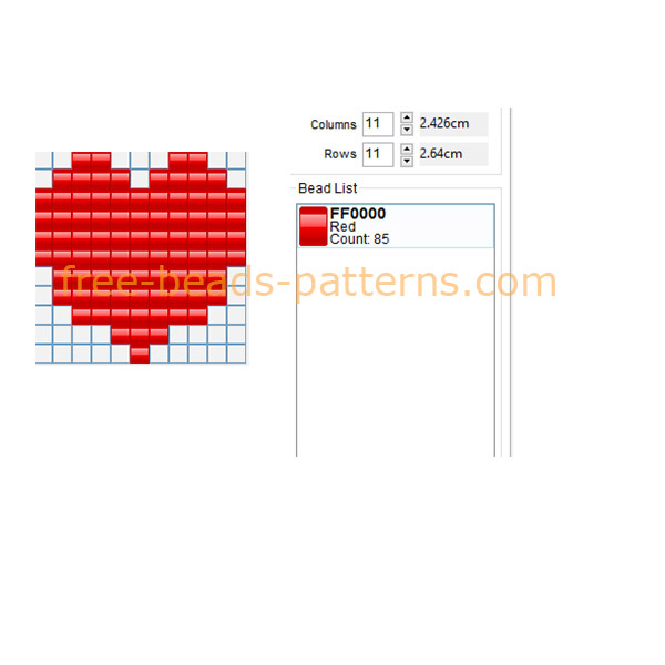 Small red heart 11 x 11 size free perler beads pattern Hama Beads beads brand or similar