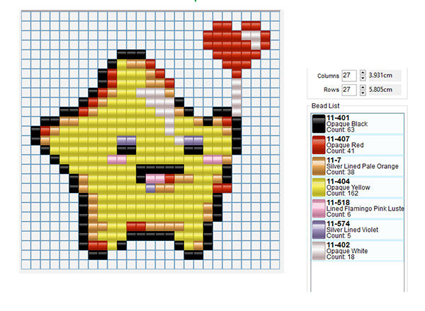 Smiling star with a heart free Hama Beads Pyssla pixel art pattern for children