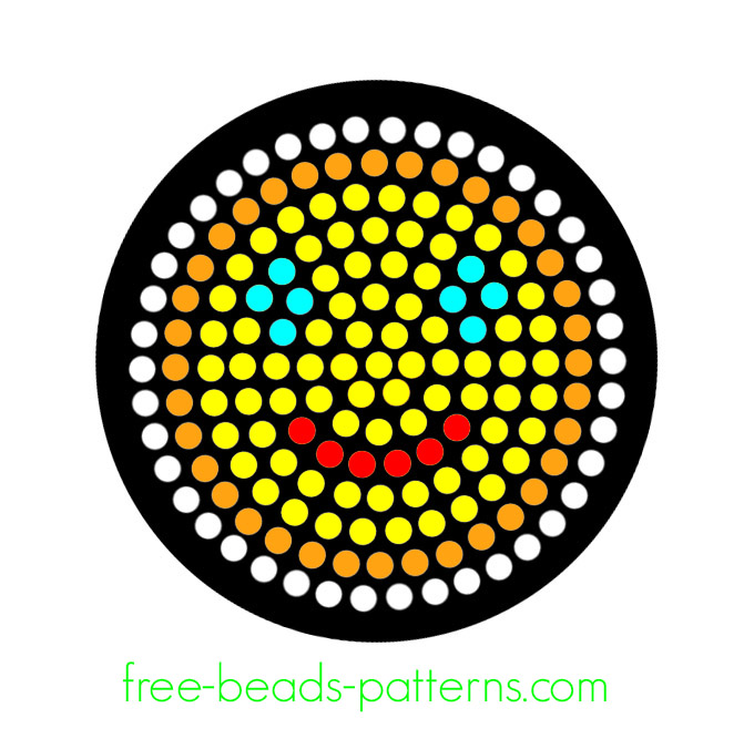 Smiling sun round shape children Pyssla Hama Beads pattern design