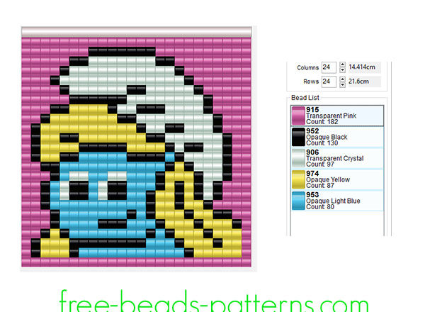 Smurfette The Smurfs free Pyssla pony beads pattern for children