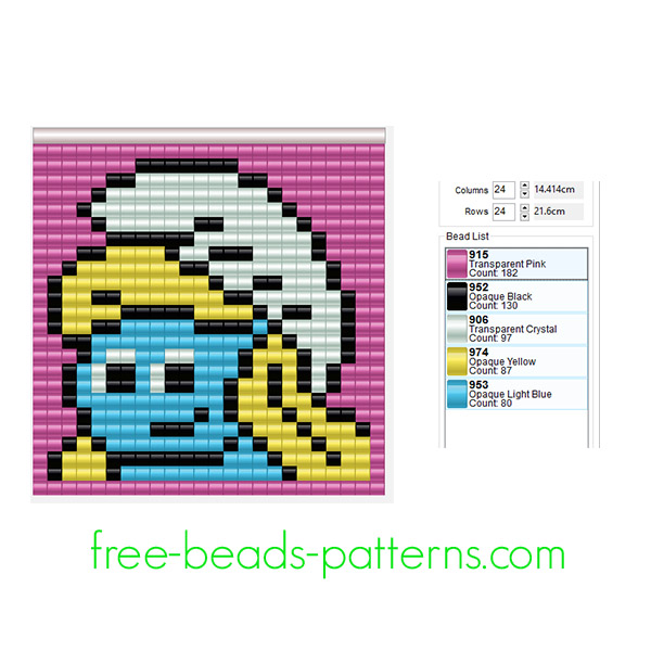 Smurfette The Smurfs free Pyssla pony beads pattern for children