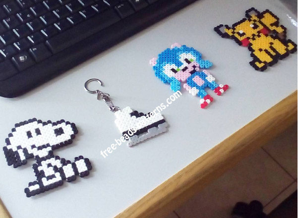 Snoopy Sonic ice skate and Pikachu perler beads final work photo (1)