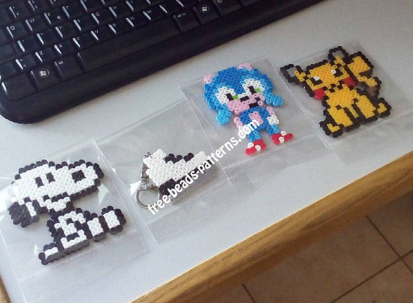 Snoopy Sonic ice skate and Pikachu perler beads final work photo (2)