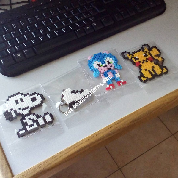 Snoopy Sonic ice skate and Pikachu perler beads final work photo (2)