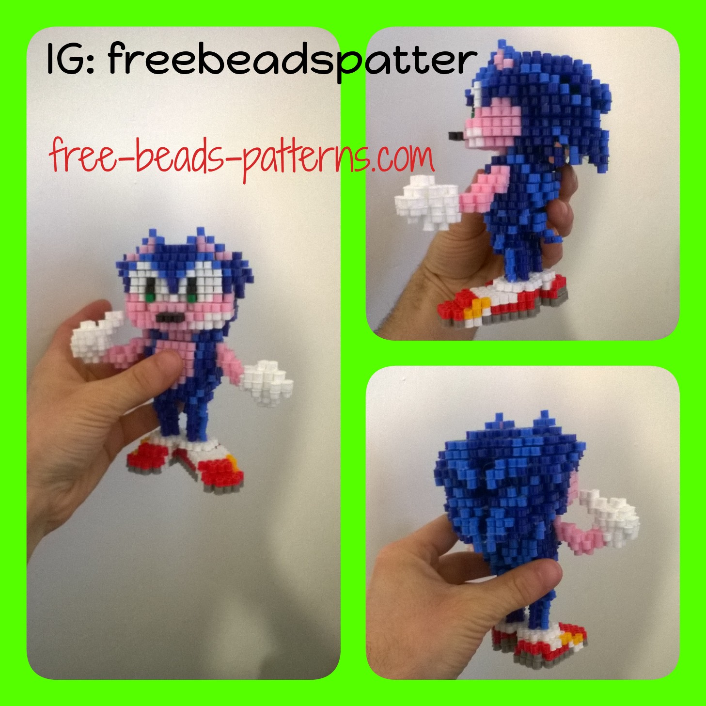 Sonic The Hedgehog Sega videogames 3D perler beads work photos (18)