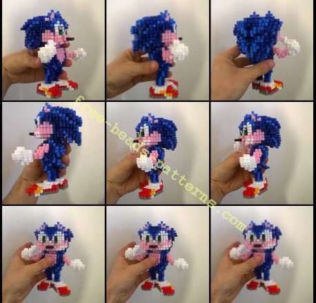 Sonic The Hedgehog Sega videogames 3D perler beads work photos (19)