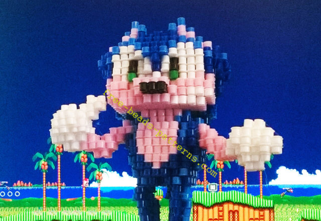 Sonic The Hedgehog Sega videogames 3D perler beads work photos (20)