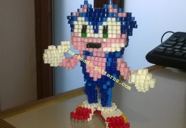 Sonic The Hedgehog Sega videogames 3D perler beads work photos (7)