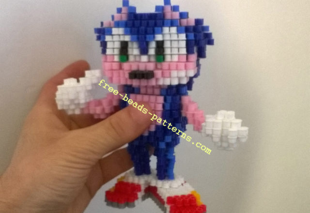 Sonic The Hedgehog Sega videogames 3D perler beads work photos (8)