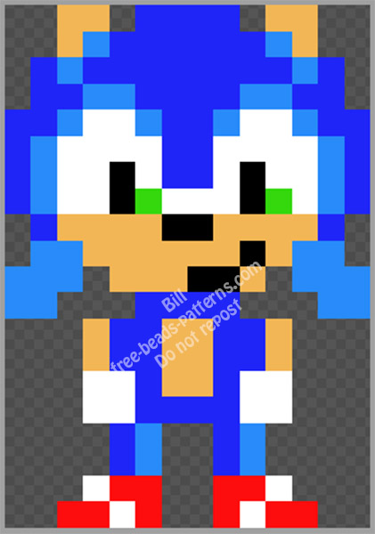 Sonic The Hedgehog free hama beads perler beads pattern 14x20