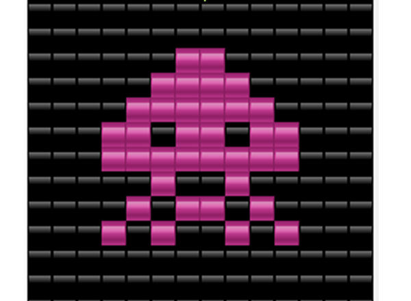 Space Invaders arcade 80’ s videogames alien number 1 free perler beads Pyssla pattern