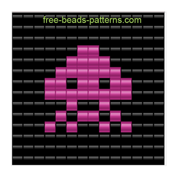 Space Invaders arcade 80’ s videogames alien number 1 free perler beads Pyssla pattern