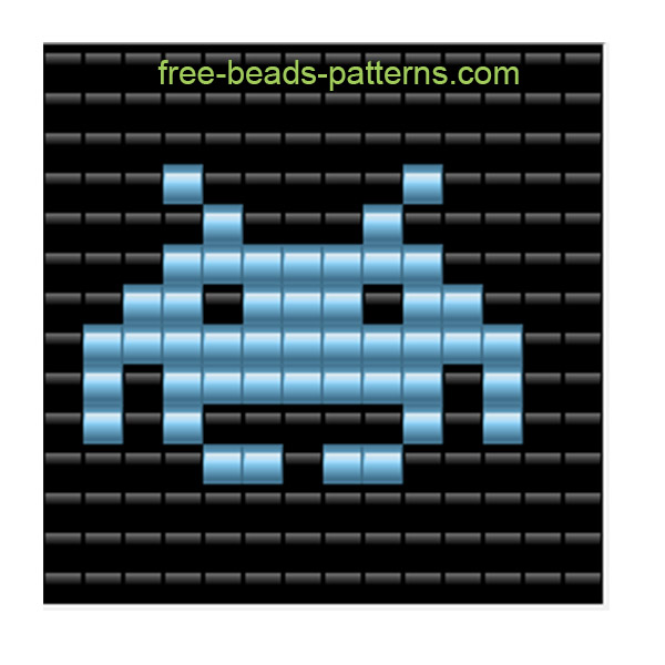 Space Invaders arcade 80’ s videogames alien number 2 free perler beads Pyssla pattern