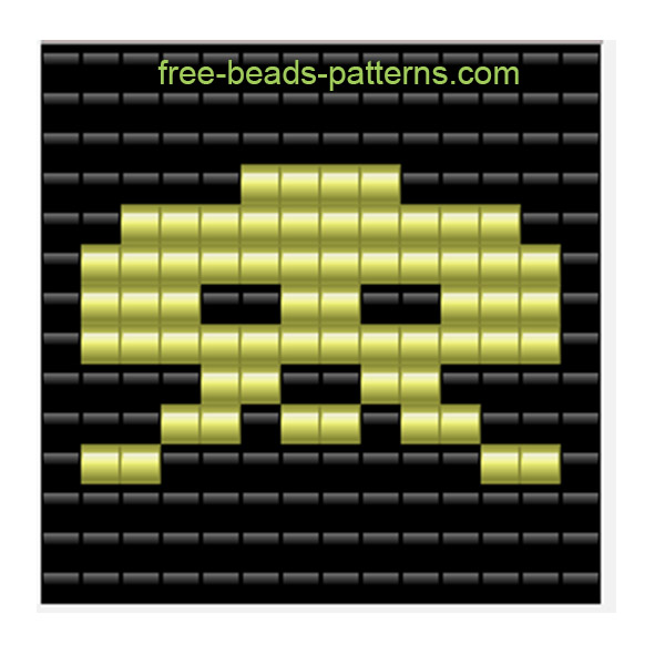Space Invaders arcade 80’ s videogames alien number 3 free perler beads Pyssla pattern