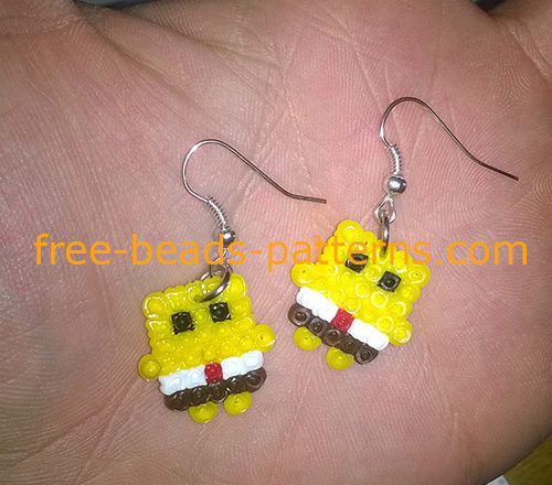 Spongebob girl earrings Hama Beads mini work photos (3)