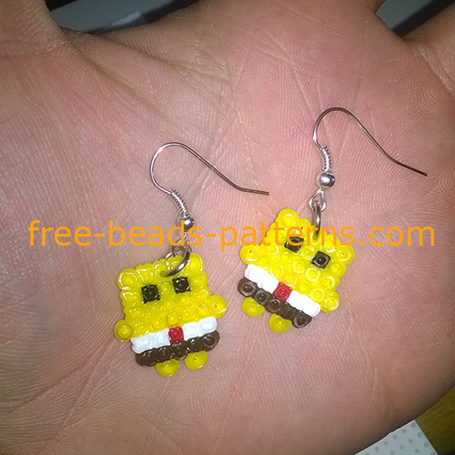 Spongebob girl earrings Hama Beads mini work photos (3)