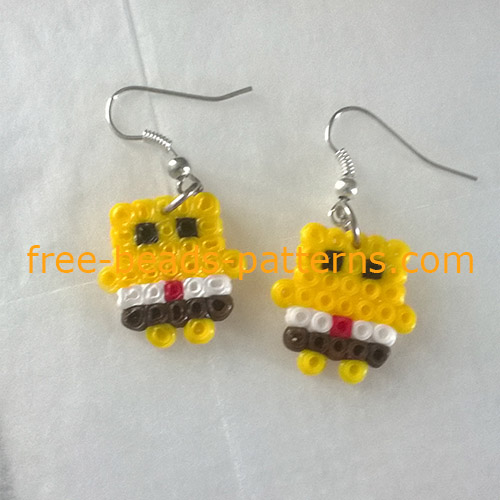 Spongebob girl earrings Hama Beads mini work photos (4)