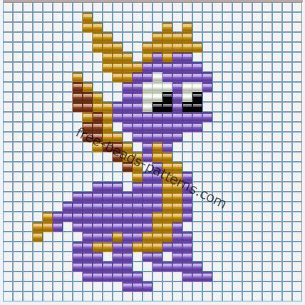 Spyro The Dragon 2D Perler Beads free pattern diagram