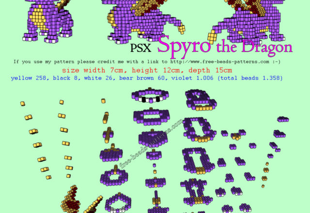 Spyro The Dragon PlayStation free 3D hama beads perler pattern