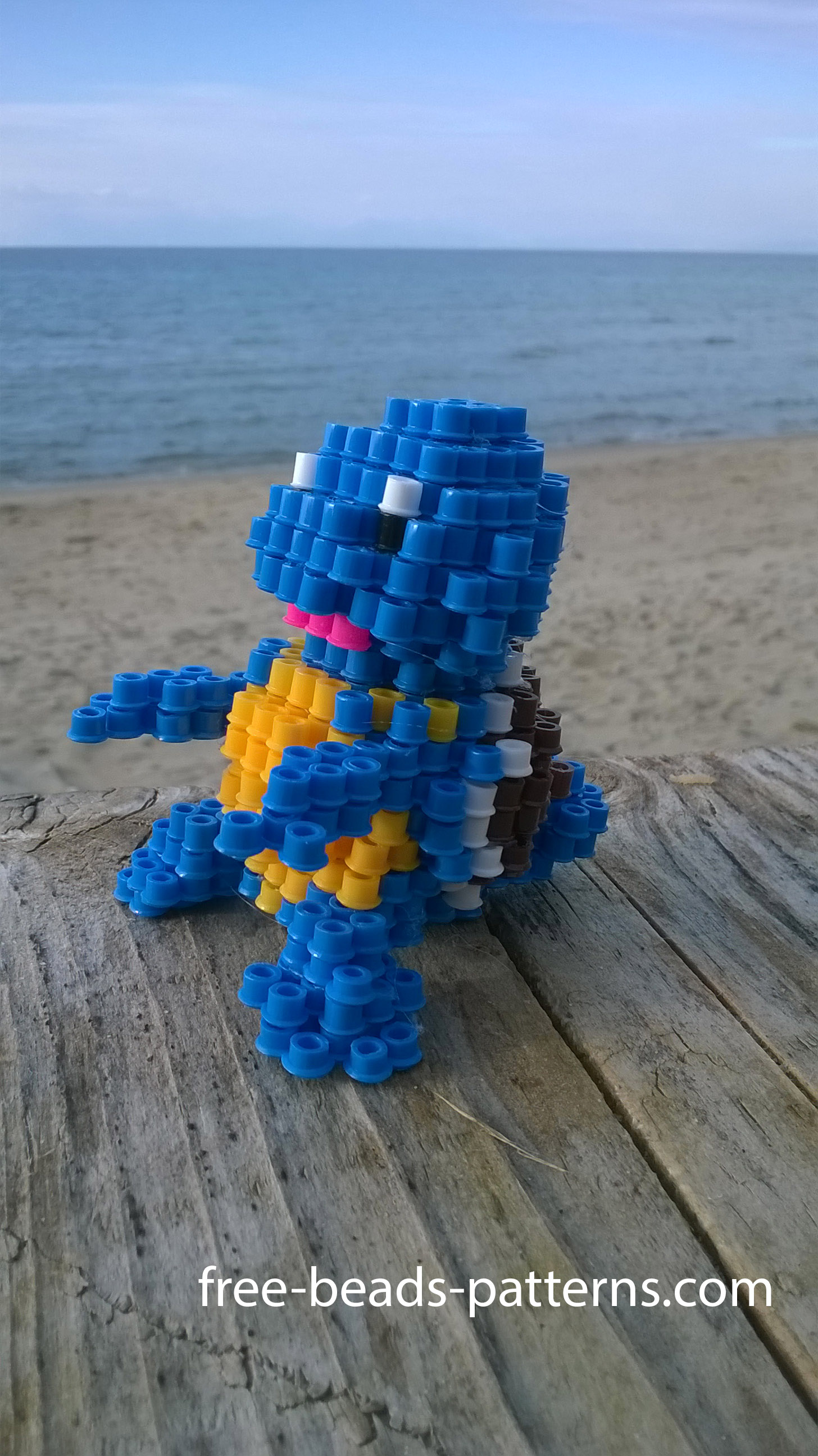 Squirtle Pokemon 3D Perler Beads Hama Beads at the beach photos (3)