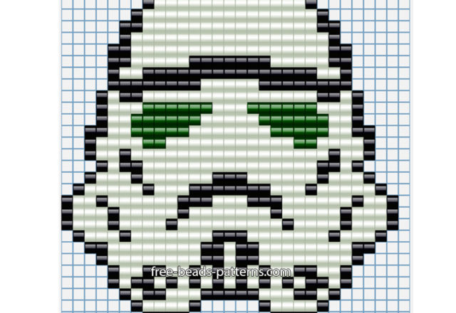 Star Wars Stormtrooper helmet free perler beads hama beads pattern 29 x 30 beads 3 colors