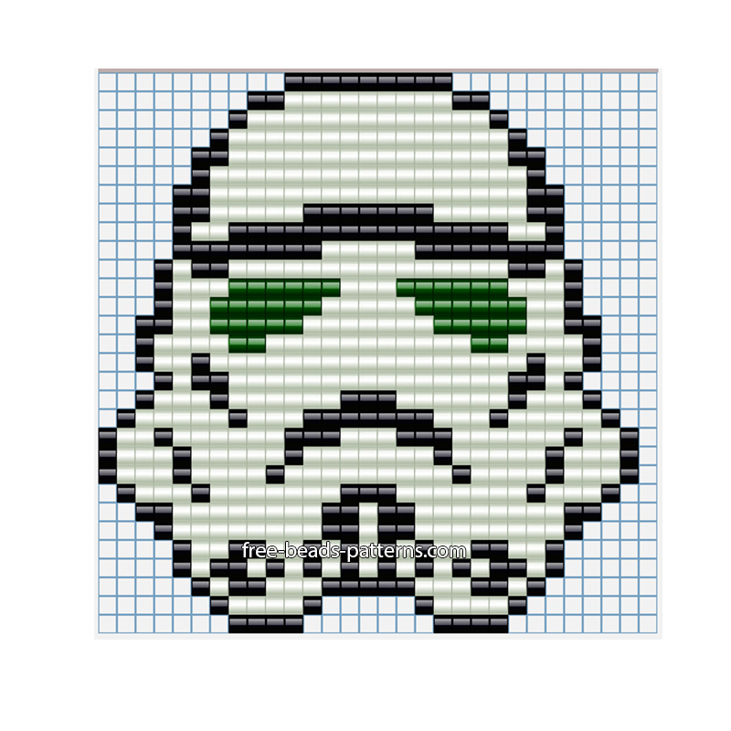 Star Wars Stormtrooper helmet free perler beads hama beads pattern 29 x 30 beads 3 colors