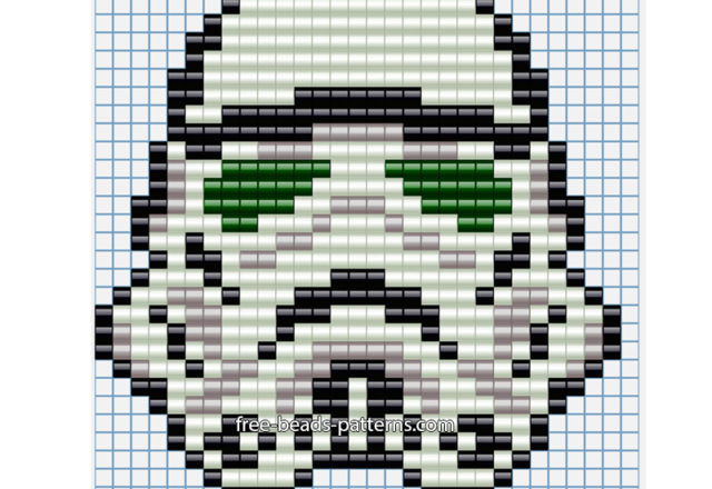 Star Wars Stormtrooper helmet free perler beads hama beads pattern 29 x 30 beads 4 colors