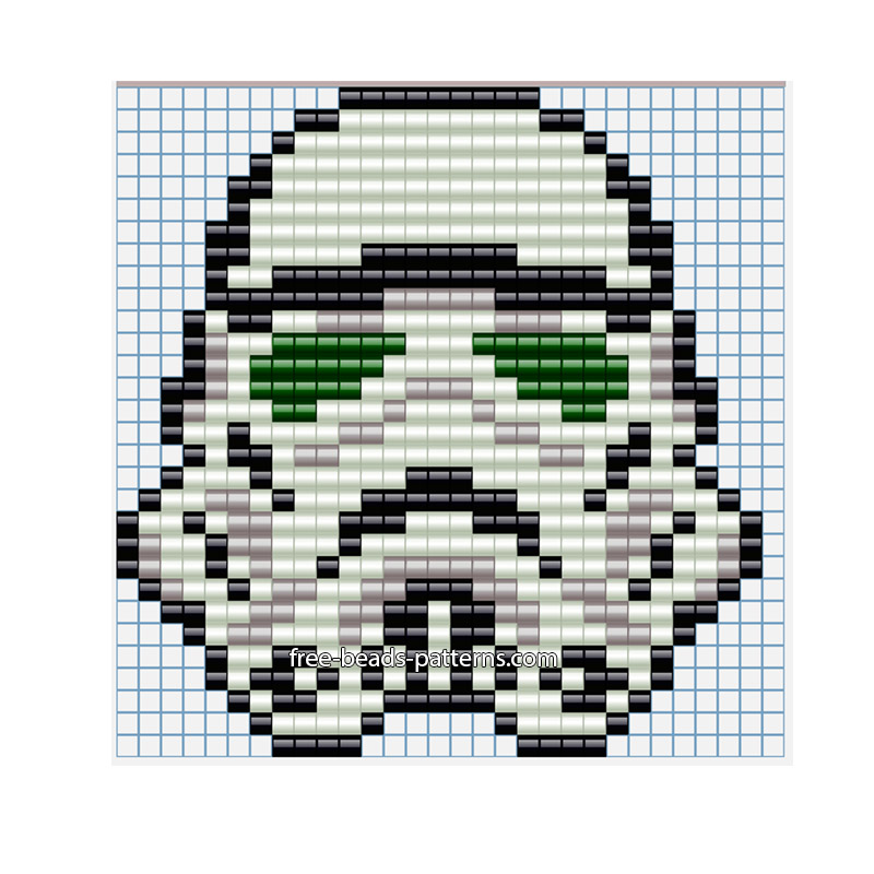 Star Wars Stormtrooper helmet free perler beads hama beads pattern 29 x 30 beads 4 colors