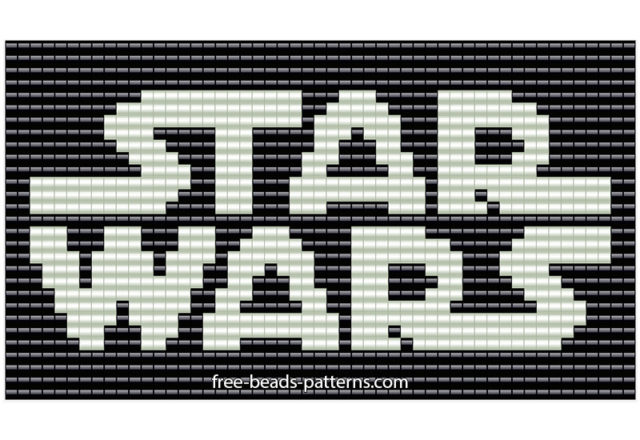 Star Wars white and black logo free perler beads hama beads pattern 51 x 29 beads 2 colors