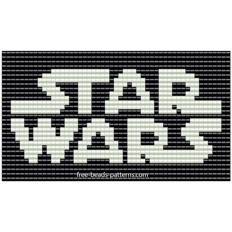 Star Wars white and black logo free perler beads hama beads pattern 51 x 29 beads 2 colors