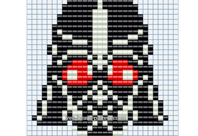 Stars Wars Darth Vader mask free perler beads hama beads pattern 27 x 30 beads 3 colors