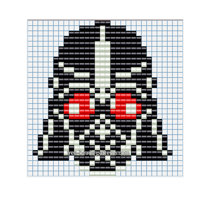 Stars Wars Darth Vader mask free perler beads hama beads pattern 27 x 30 beads 3 colors