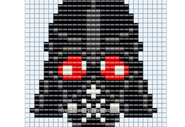 Stars Wars Darth Vader mask free perler beads hama beads pattern 27 x 30 beads 4 colors with dark grey