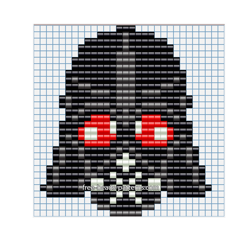 Stars Wars Darth Vader mask free perler beads hama beads pattern 27 x 30 beads 4 colors with dark grey