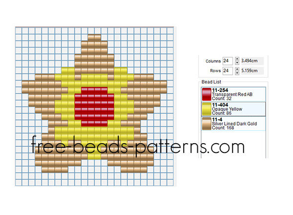 Staryu Pokemon number 120 free pony beads seed beads fuse beads design pattern for children