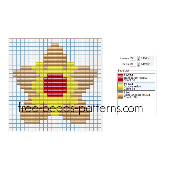 Staryu Pokemon number 120 free pony beads seed beads fuse beads design pattern for children