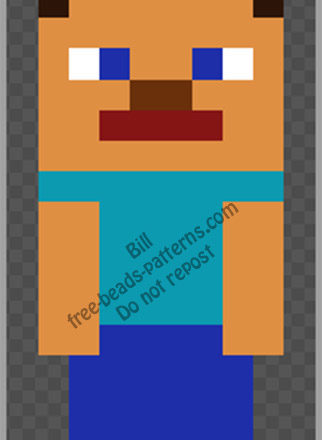 Steve from Minecraft free perler beads pattern 10x19