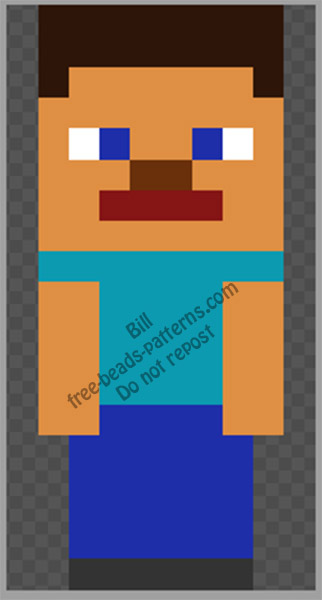 Steve from Minecraft free perler beads pattern 10x19