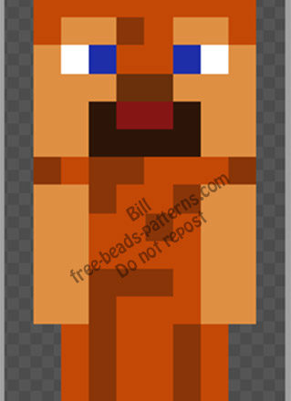 Steve from Minecraft with leather armour free hama beads pattern 10x19