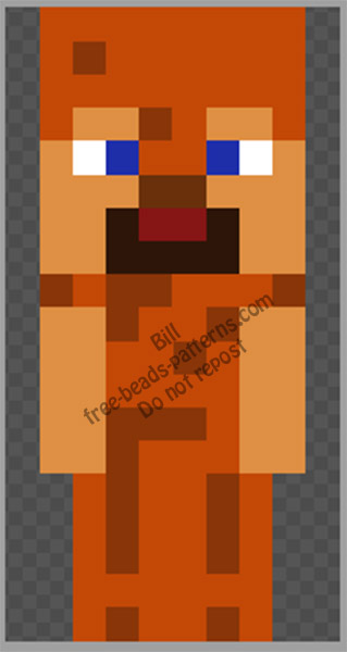 Steve from Minecraft with leather armour free hama beads pattern 10x19