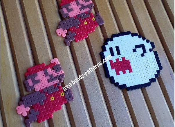 Super Mario Bros and Boo perler beads final work photos