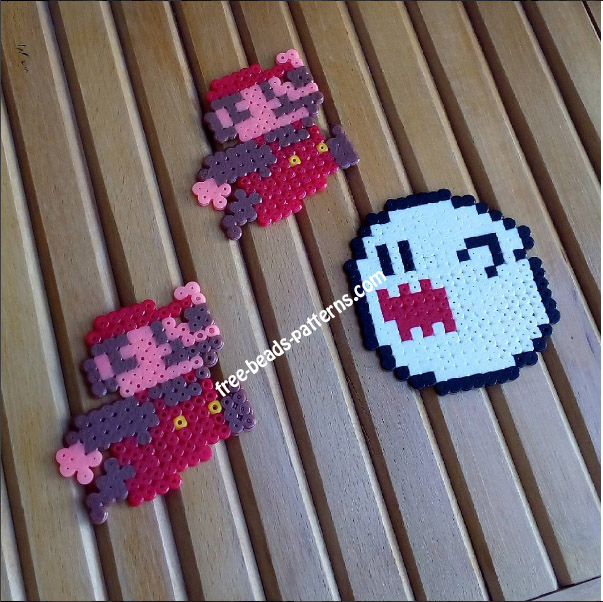 Super Mario Bros and Boo perler beads final work photos