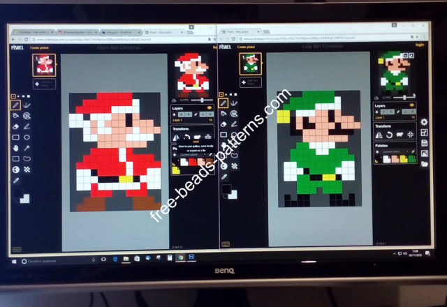 Super Mario Bros and Luigi Christmas mashup made with Hama Beads Perler (1)