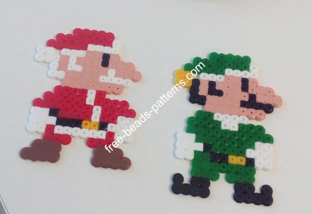 Super Mario Bros and Luigi Christmas mashup made with Hama Beads Perler (5)