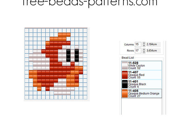 Super Mario Bros birds free perler beads pixel art pattern for children