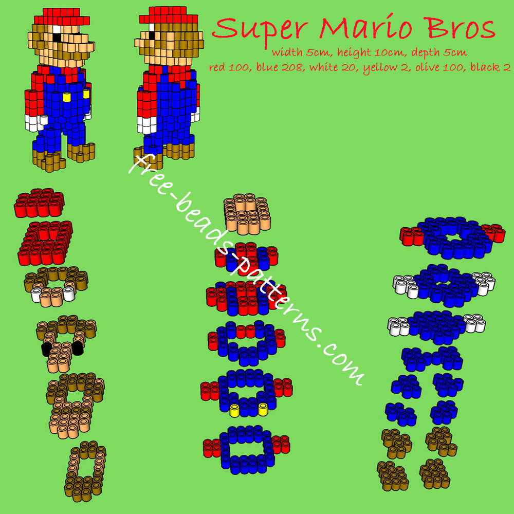Super Mario Bros free 3d perler beads pattern