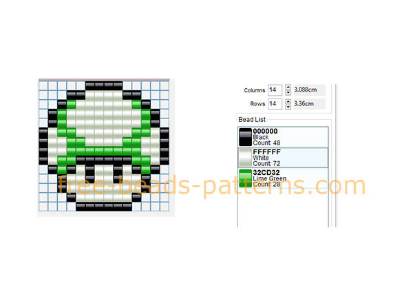 Super Mario Bros green mushroom free Hama Beads perler beads design