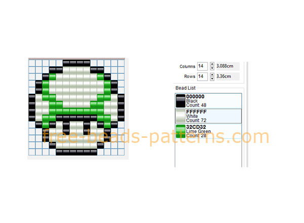 Super Mario Bros green mushroom free Hama Beads perler beads design