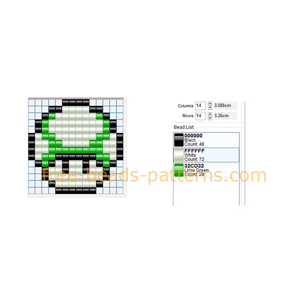 Super Mario Bros green mushroom free Hama Beads perler beads design