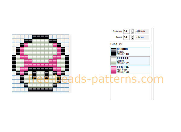 Super Mario Bros pink color mushroom free perler beads pattern download